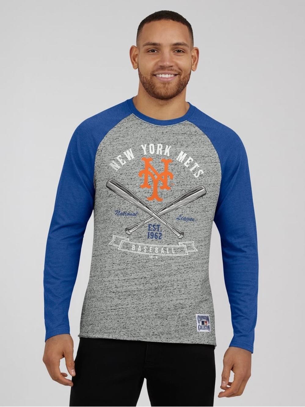 NWT New York Mets Darius Rucker Collection Gray Long Sleeve Baseball Shirt MED